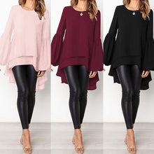 将图片加载到图库查看器，Women&#39;s Asymmetrical Blouse 2020 ZANZEA Elegant Puff Sleeve Tops Layered Blusas Female Solid Blusas Plus Size Tunic Tops
