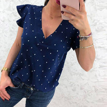 Charger l&#39;image dans la galerie, Women&#39;s Blouse Polka Dot Printed V Neck Ruffles Sleeve Summer Shirt Tops Blouse Women blusas mujer de moda 2019
