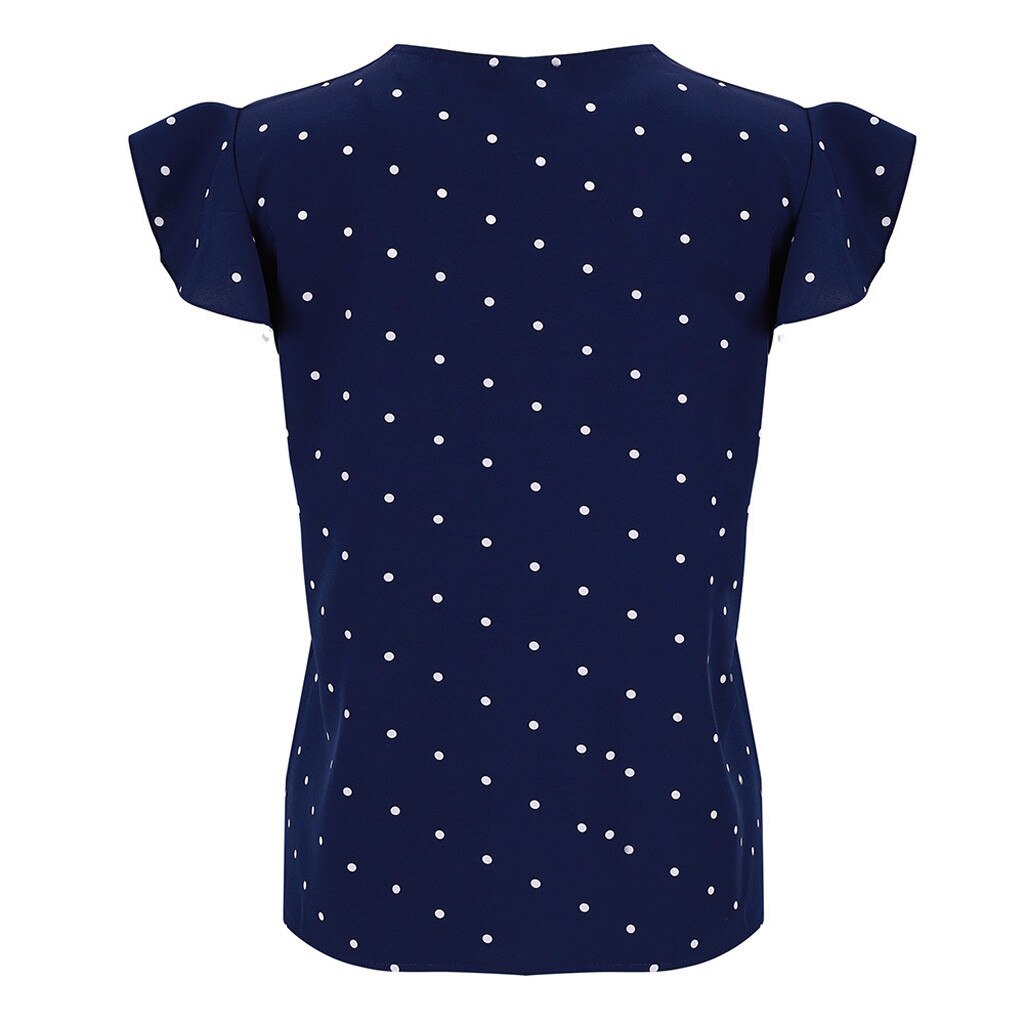 Women's Blouse Polka Dot Printed V Neck Ruffles Sleeve Summer Shirt Tops Blouse Women blusas mujer de moda 2019