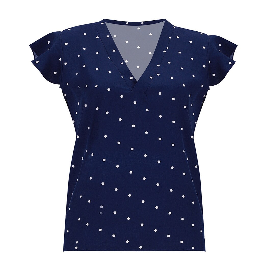 Women's Blouse Polka Dot Printed V Neck Ruffles Sleeve Summer Shirt Tops Blouse Women blusas mujer de moda 2019