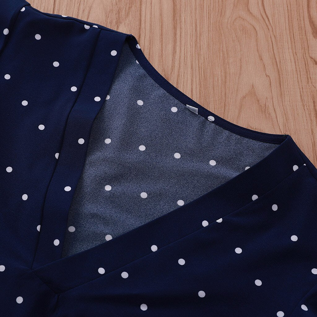 Women's Blouse Polka Dot Printed V Neck Ruffles Sleeve Summer Shirt Tops Blouse Women blusas mujer de moda 2019