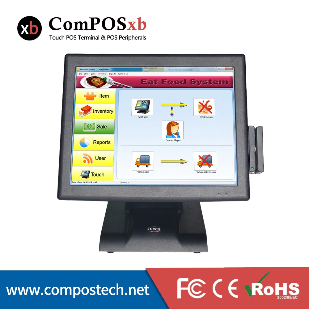 Compostech LCD Touch Screen 15'' Truth Flat POS Terminal Price POS System epos