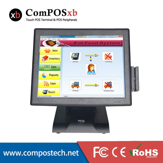 Compostech LCD Touch Screen 15'' Truth Flat POS Terminal Price POS System epos