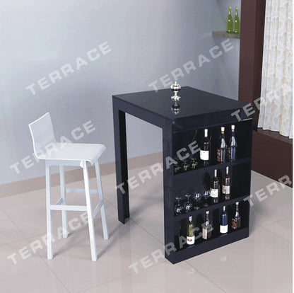 Acrylic Pub Mini Bar Table With Storage Wine Bottle Rack-Perfect for Small Living Room (Flat packed)