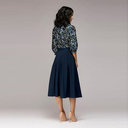 Floral Print Patchwork Dresses Women Spring Casual Loose 3/4 Butterfly Sleeve Dress Slim Elegant Breathable Dresses 2019 Fashion