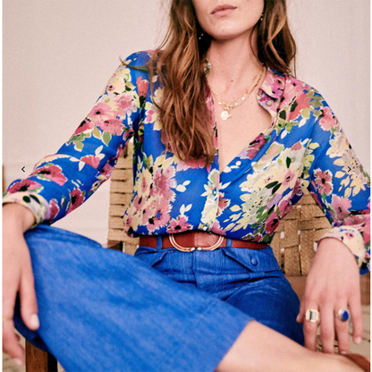 Floral Print Shirts Femme Button Up Loose Casual Blouse Chic Elegant 2021 Offfice Lady Camisas Mujer Blouse Tops Women Tunic
