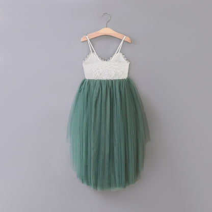 Flower Girl Lace Dress Summer Kids slip tank ball gowns dress Wedding girls dress Children's Christening Dress Clothing