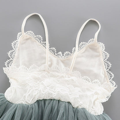 Flower Girl Lace Dress Summer Kids slip tank ball gowns dress Wedding girls dress Children's Christening Dress Clothing