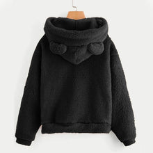 將圖片載入圖庫檢視器 Fluffy hoodies Women kawaii Sweatshirt cute bear ear cap Autumn Winter Warm pullover Long Sleeve outwear Fleece coat moletom new
