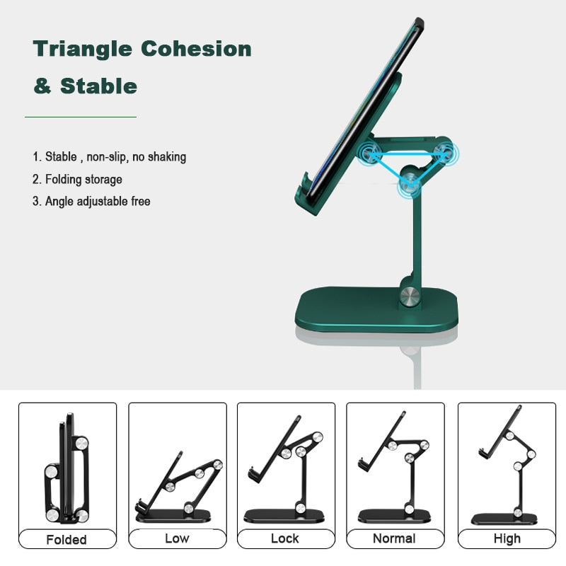 Foldable Desktop Tablet Mobible Phone Holder Cradle Stand for iPhone iPad Height Angle Adjustable