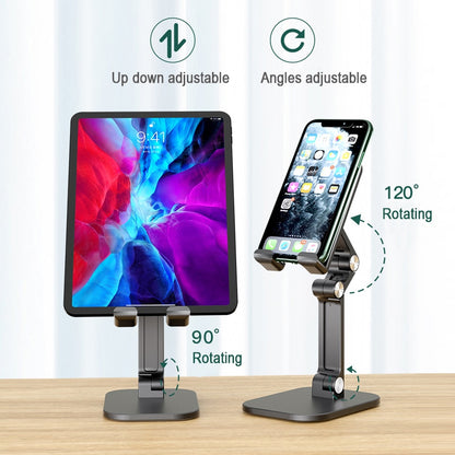 Foldable Desktop Tablet Mobible Phone Holder Cradle Stand for iPhone iPad Height Angle Adjustable