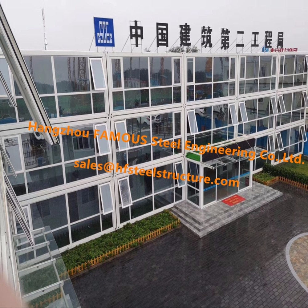 Foldable Flat Pack Shipping Container House With Glass Facade Decoration For Office Use. Home Use. Business Use