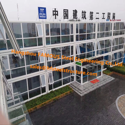 Foldable Flat Pack Shipping Container House With Glass Facade Decoration For Office Use. Home Use. Business Use