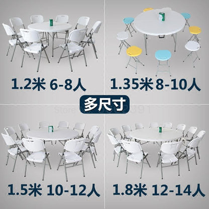 Foldable Round Table Household Dining Table Simple Large Round Table Dining Table Folding Household Simple Outdoor Folding Table