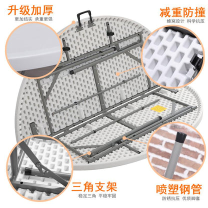 Foldable Round Table Household Dining Table Simple Large Round Table Dining Table Folding Household Simple Outdoor Folding Table