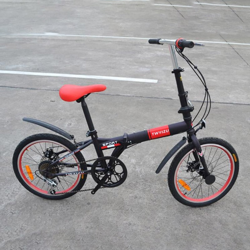 Folding Bicycle 20 Inch High Carbon Steel Double Disc Brake Child Adult Men and Women Super Portable Bike Variable Speed
