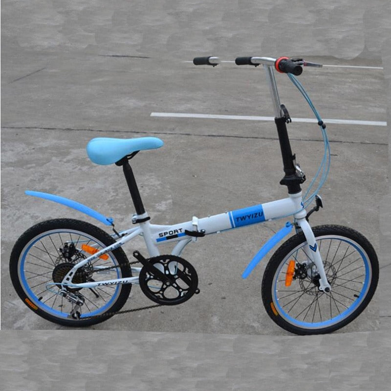 Folding Bicycle 20 Inch High Carbon Steel Double Disc Brake Child Adult Men and Women Super Portable Bike Variable Speed