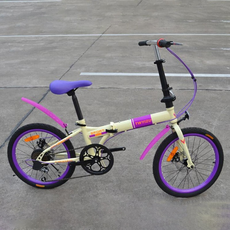 Folding Bicycle 20 Inch High Carbon Steel Double Disc Brake Child Adult Men and Women Super Portable Bike Variable Speed