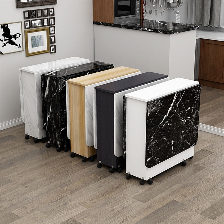 Folding Dining Table Simple Multifunctional Dining Small Table Small Apartment Rectangular Removable Retractable Marble Texture