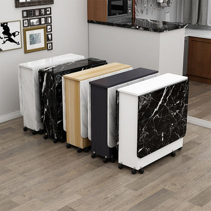 Folding Dining Table Simple Multifunctional Dining Small Table Small Apartment Rectangular Removable Retractable Marble Texture