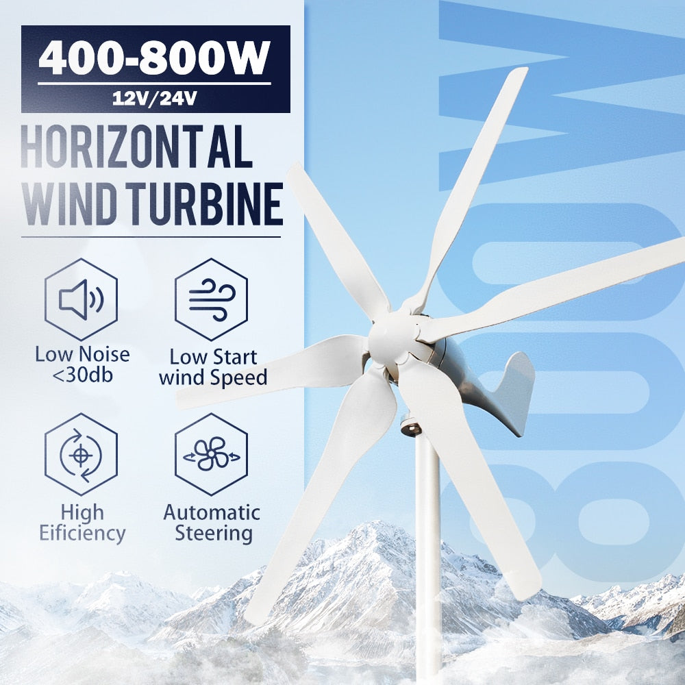 Free Energy 3/5/6 Blades Wind Turbine Generator 400w 600w 800w 12v 24v High Efficient For Home Yacht Farm Low Wind Speed Start