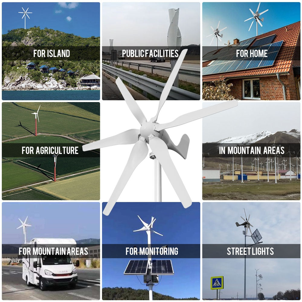 Free Energy 3/5/6 Blades Wind Turbine Generator 400w 600w 800w 12v 24v High Efficient For Home Yacht Farm Low Wind Speed Start