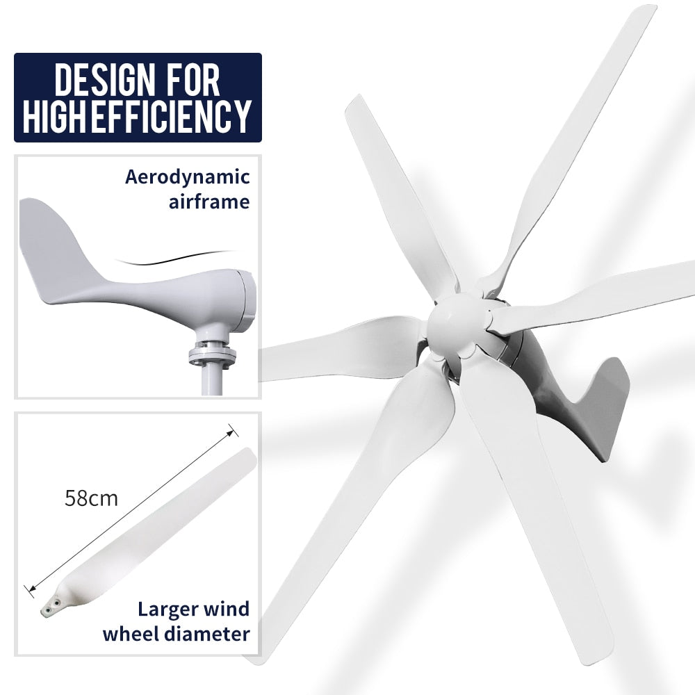 Free Energy 3/5/6 Blades Wind Turbine Generator 400w 600w 800w 12v 24v High Efficient For Home Yacht Farm Low Wind Speed Start