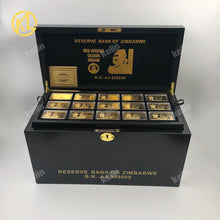 Charger l&#39;image dans la galerie, Free Fedex IE Shipping Zimbabwe Gold plated Metal Bar wooden box set with nice gold bar certificates Gold coin for VIP Gifts
