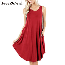 Load image into Gallery viewer, Free Ostrich 2019 Women&#39;s Sleeveless Dress Pockets Casual Swing Dresses Soft Home Casual Solid Tank Mini Dress For Women
