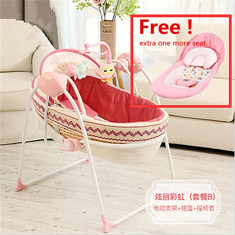 Free Rocking Seat Newborn Baby Shaker Swing Bed Sleeping Crib Primi Electric Cradle