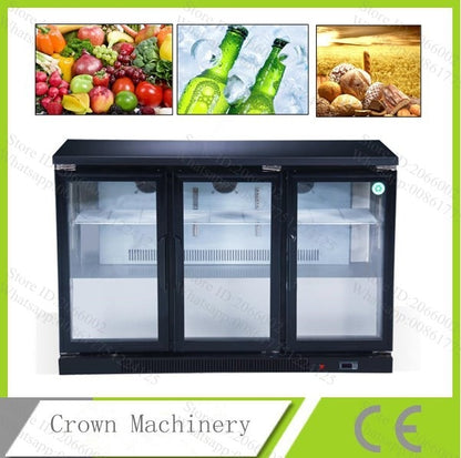 Free Shipping 330L push and pull 3 glass door straight cooling freezer refrigerator display cabinet; Bar refrigerated counter
