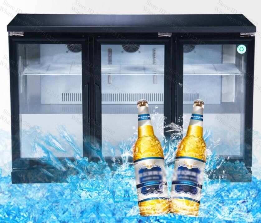Free Shipping 330L push and pull 3 glass door straight cooling freezer refrigerator display cabinet; Bar refrigerated counter