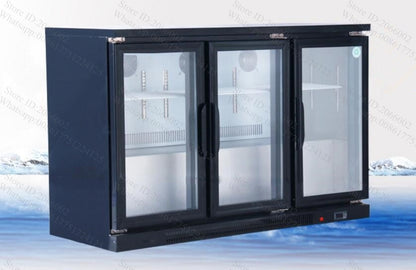 Free Shipping 330L push and pull 3 glass door straight cooling freezer refrigerator display cabinet; Bar refrigerated counter