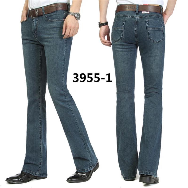 Men's Bell Bottom Denim Pants Slim Black horn Boot Cut jeans men's clothing casual Business Flares trousers 36