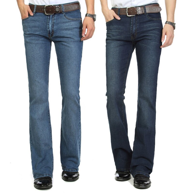 Men's Bell Bottom Denim Pants Slim Black horn Boot Cut jeans men's clothing casual Business Flares trousers 36