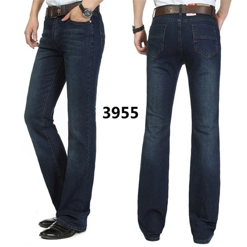 Men's Bell Bottom Denim Pants Slim Black horn Boot Cut jeans men's clothing casual Business Flares trousers 36