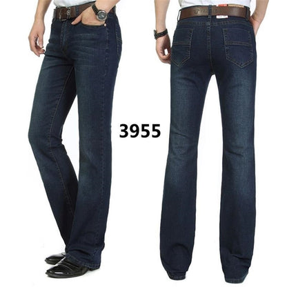 Men's Bell Bottom Denim Pants Slim Black horn Boot Cut jeans men's clothing casual Business Flares trousers 36