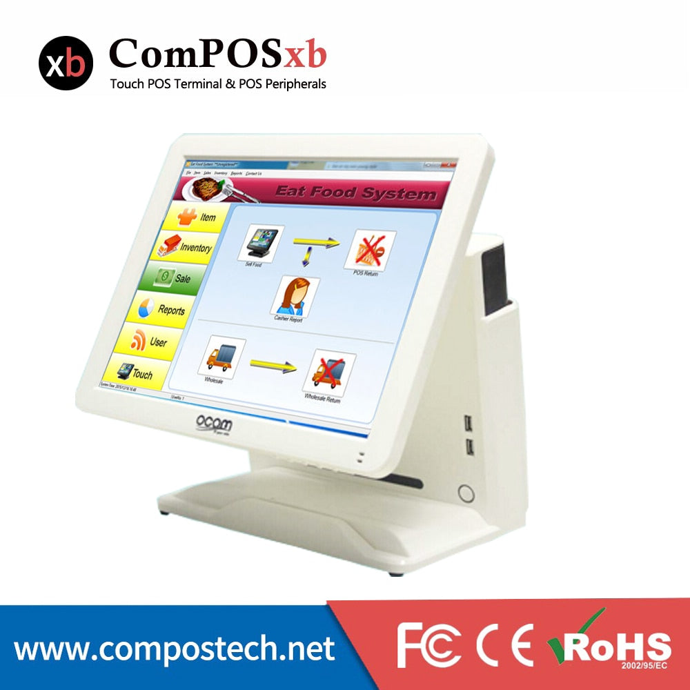 Free Shipping Touch Screen Point Of Sale Cash Register Pos Terminal Price 15 inch touch Computer With customer display and MSR