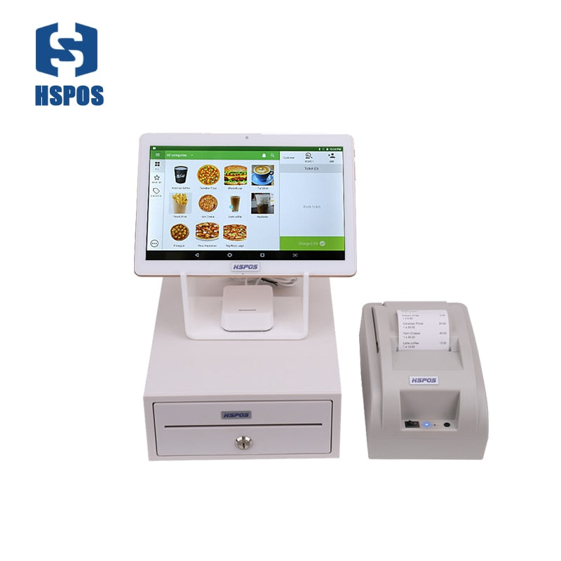 Android POS Machine 10 inch WITH 58mm thermal Receipt Printer Built-in WIFI