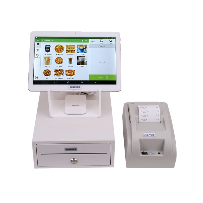 Android POS Machine 10 inch WITH 58mm thermal Receipt Printer Built-in WIFI