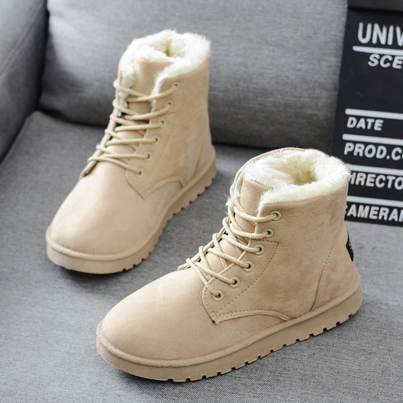 Free shipping Women Boots Faux Suede Snow Boots Women Ankle Boots Warm Fur women booties Solid Winter Boots Leather Women Shoes