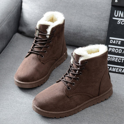 Free shipping Women Boots Faux Suede Snow Boots Women Ankle Boots Warm Fur women booties Solid Winter Boots Leather Women Shoes
