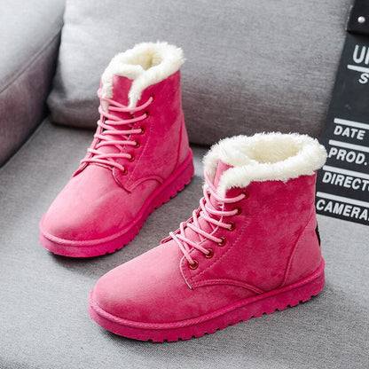 Free shipping Women Boots Faux Suede Snow Boots Women Ankle Boots Warm Fur women booties Solid Winter Boots Leather Women Shoes