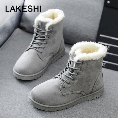 Free shipping Women Boots Faux Suede Snow Boots Women Ankle Boots Warm Fur women booties Solid Winter Boots Leather Women Shoes