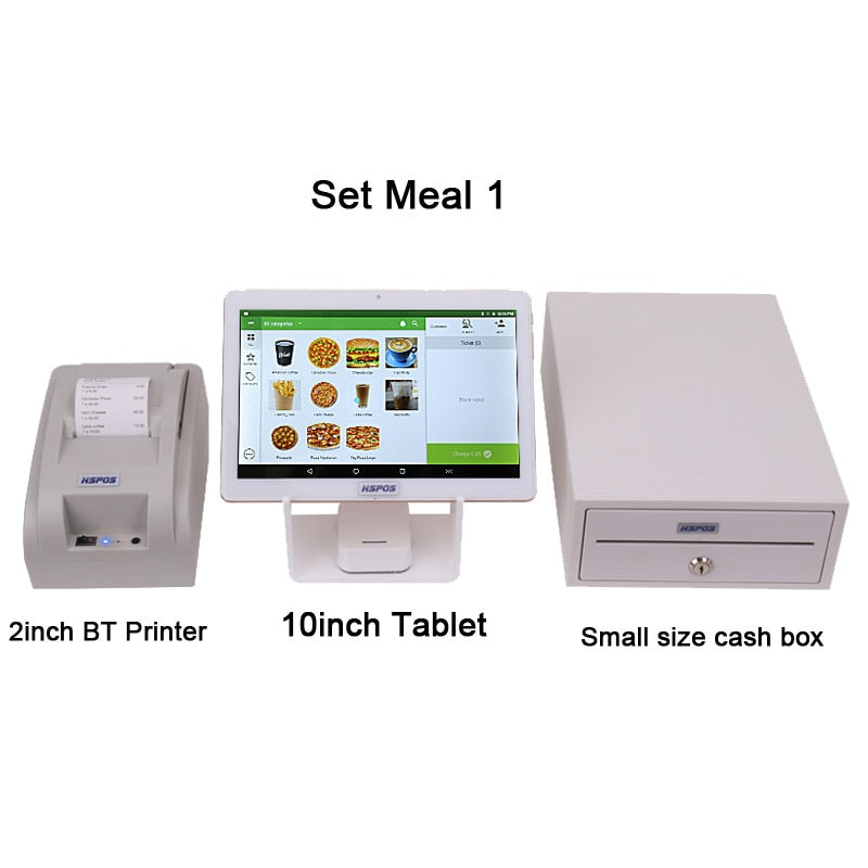 Android POS System Cash Register Machine 10 inch WITH 80mm Thermal Receipt Printer Bluetooth Scanner Built-in WIFI