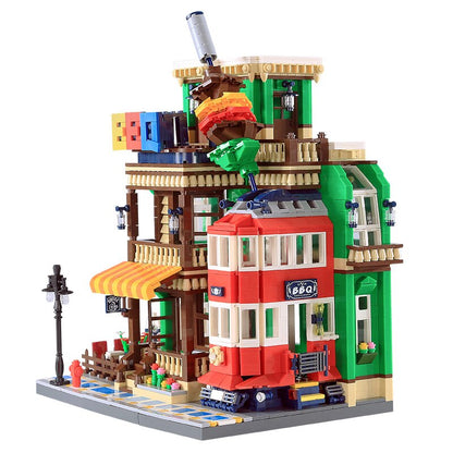 Friends Miniature House Model Kit BBQ Cafe Shop Building Blocks Girls Boys Friendship City Architecture Enlighten Brick Toys Kids