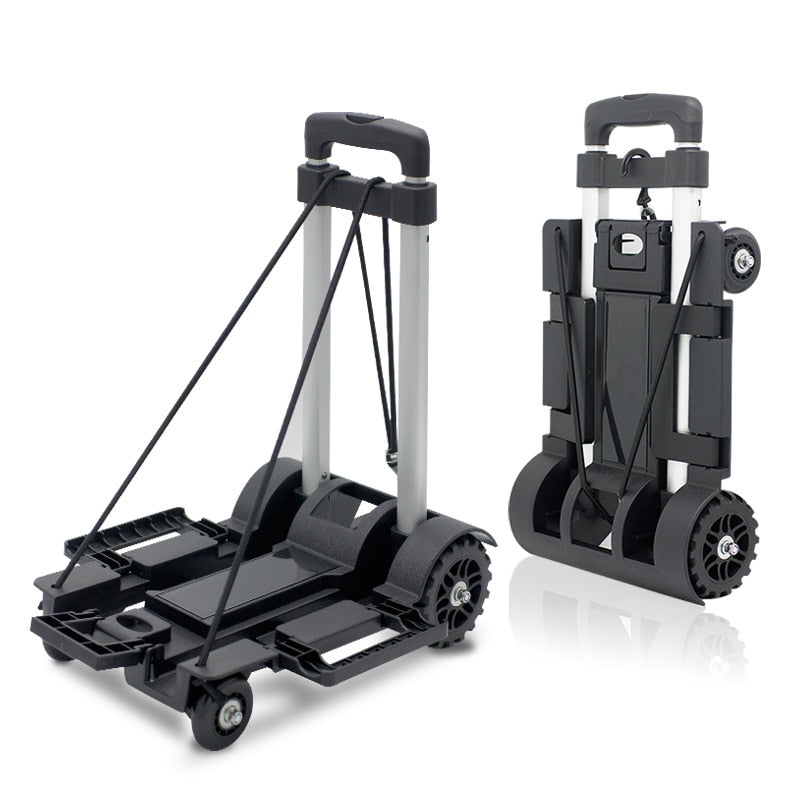 Full Folding Stainless Steel Luggage Car ABS Folding Flatbed  Luggage Easy To Carry Trolley Suitcase Schoolbags Shopping Carts