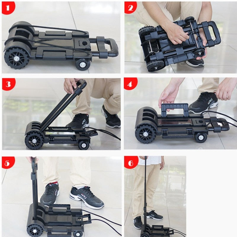 Full Folding Stainless Steel Luggage Car ABS Folding Flatbed  Luggage Easy To Carry Trolley Suitcase Schoolbags Shopping Carts