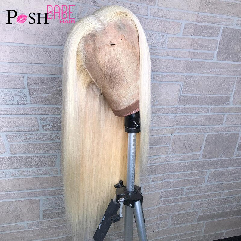 Full Lace Human Hair Wigs 613 Blonde Remy 8 - 28 inch Long Brazilian Straight Pre Plucked Glueless Full Lace Wig with Baby Hair
