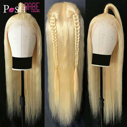 Full Lace Human Hair Wigs 613 Blonde Remy 8 - 28 inch Long Brazilian Straight Pre Plucked Glueless Full Lace Wig with Baby Hair